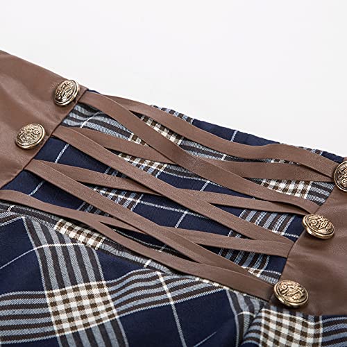 SCARLET DARKNESS Falda retro gótica A-Line cintura alta Vintage cintura elástica, Azul Oscuro 87a21-2, 52