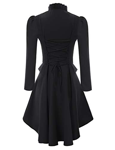 SCARLET DARKNESS Mujer Chaqueta Medieval con Cuello Plisado para Fiesta XL Negro