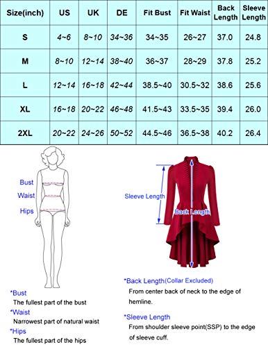 SCARLET DARKNESS Mujer Chaqueta Medieval con Cuello Plisado para Fiesta XL Negro