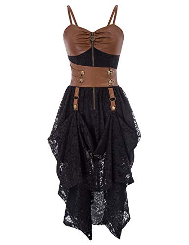 SCARLET DARKNESS Vestido elegante para mujer Vestidos de fiesta ajustados Vestido marrón para mujer Ceremonia Vestido victoriano para años Dama de honor XL SL88-2