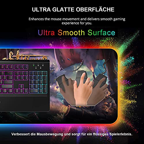 Sea of ​​Thieves Final Beta Alfombrilla de Ratón Accesorios para Pc Alfombrilla con Retroiluminación Led RGB Alfombrilla Alfombrilla Regalo, 35,43 Pulgadas X 15,74 Pulgadas