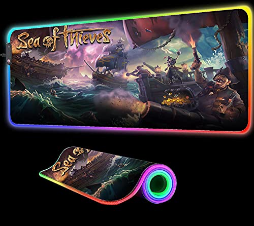 Sea of ​​Thieves Final Beta Alfombrilla de Ratón Accesorios para Pc Alfombrilla con Retroiluminación Led RGB Alfombrilla Alfombrilla Regalo, 35,43 Pulgadas X 15,74 Pulgadas