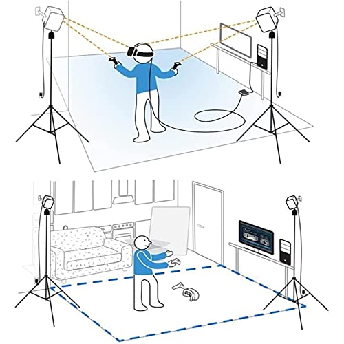 Selens 2X Soporte de Luz 203CM de Aleación de Aluminio con 2X Cabeza de Bola + 2X Clips de Arnés + Bolsa de Transporte Kit para HTC Vive VR Jugar Juegos Game Light Stand