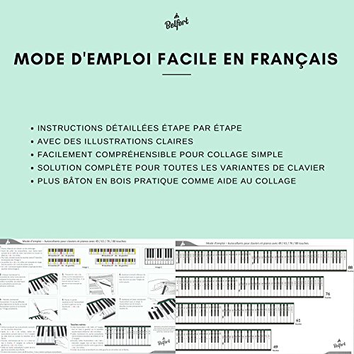 Set de pegatinas para teclado electrónico o piano con 88 teclas, ideal para aprender a tocar rápido, plástico laminado transparente