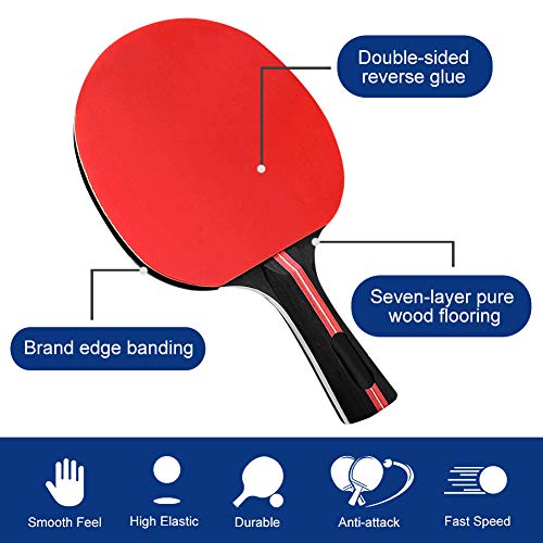 Sets de Ping Pong Pala y Pelota, Sets de Raquetas de Tenis de Mesa 2 Palas Ping Pong y 4 Pelotas Ping Pong, Set Raqueta de Ping Pong en una Bolsa de Nylon para Actividades al Aire Libre en Interiores