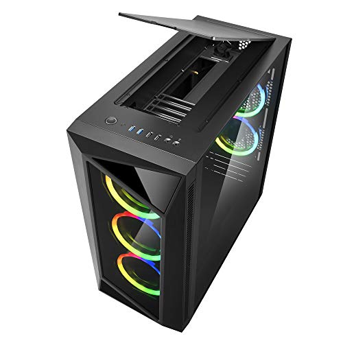 Sharkoon REV200 RGB - Caja de Ordenador, PC Gaming, Semitorre ATX, Negro