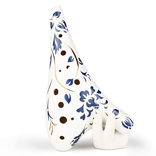 SHAXX TD-XB 12 Orificios C Key Ocarina Blanco/Amarillo con Flor Azul Instrumentos Musicales Elemento Chino Instrumento de Madera Flauta XB-TD (Color : Yellow Ocarina)