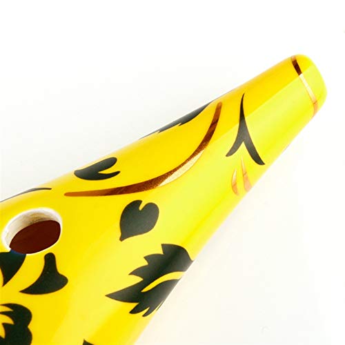 SHAXX TD-XB 12 Orificios C Key Ocarina Blanco/Amarillo con Flor Azul Instrumentos Musicales Elemento Chino Instrumento de Madera Flauta XB-TD (Color : Yellow Ocarina)