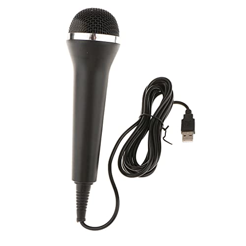 Shiwaki Micrófono con Cable USB para PS4 PS3 Karaoke Singing Game Black