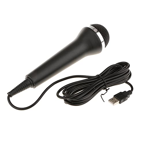 Shiwaki Micrófono con Cable USB para PS4 PS3 Karaoke Singing Game Black
