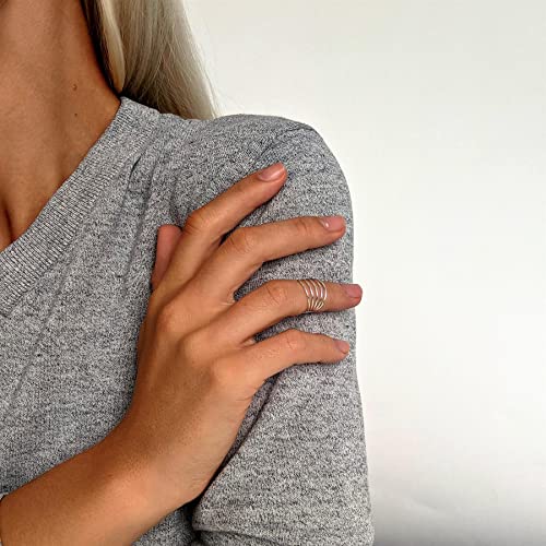 Silverly Mujer Anillo Ajustable Pie Meñique Midi en Plata de Ley .925 Cinco Bandas