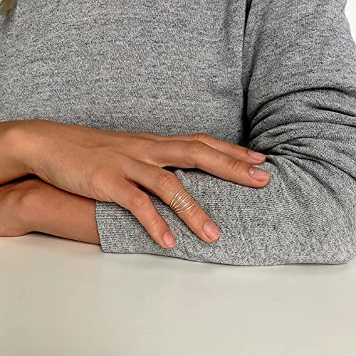 Silverly Mujer Anillo Ajustable Pie Meñique Midi en Plata de Ley .925 Cinco Bandas