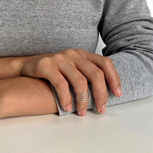 Silverly Mujer Anillo Ajustable Pie Meñique Midi en Plata de Ley .925 Cinco Bandas