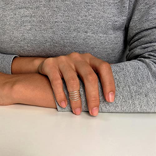 Silverly Mujer Anillo Ajustable Pie Meñique Midi en Plata de Ley .925 Cinco Bandas