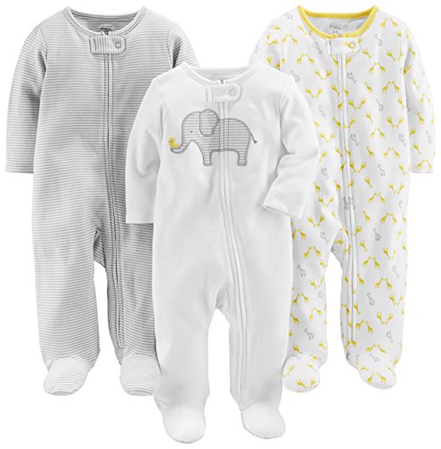 Simple Joys by Carter's Baby Paquete de 3 para dormir y jugar ,Elephant/Stripe/Giraffe ,0-3 Months