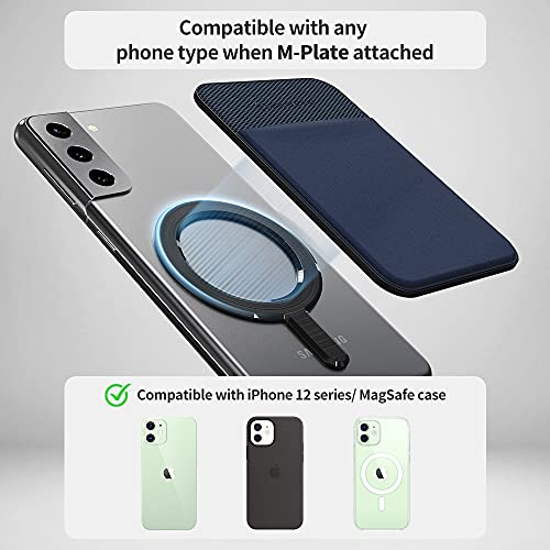 Sinjimoru Portatarjetas magnético para iPhone 13 y 12, Funda para Tarjeta de teléfono móvil Compatible con Cartera MagSafe, M-Basic Negro