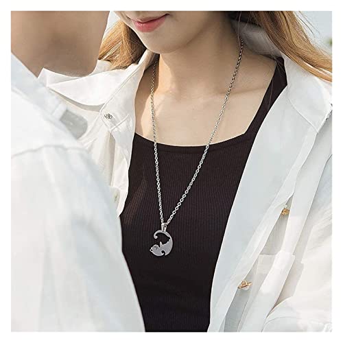 SIRENK 2 Piezas de Amantes Jigsaw Puzzle Cat Colgante Collar for Amigos de Pareja