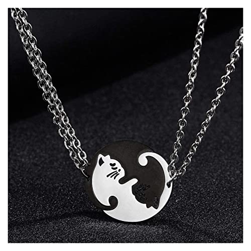 SIRENK 2 Piezas de Amantes Jigsaw Puzzle Cat Colgante Collar for Amigos de Pareja