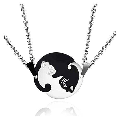 SIRENK 2 Piezas de Amantes Jigsaw Puzzle Cat Colgante Collar for Amigos de Pareja