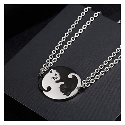 SIRENK 2 Piezas de Amantes Jigsaw Puzzle Cat Colgante Collar for Amigos de Pareja