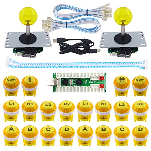 SJ@JX 2 Player LED Arcade Game DIY Kit Mechanical Keyboard Switch PC MAME Raspberry Pi LED Button Fighting Joystick Controller Zero delay USB Encoder Retropie