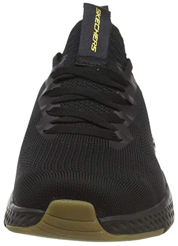 Skechers Solar Fuse, Zapatillas Hombre, Azul (Black Knit/PU/Gold Trim Bkgd), 48 EU