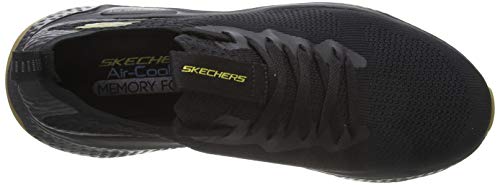 Skechers Solar Fuse, Zapatillas Hombre, Azul (Black Knit/PU/Gold Trim Bkgd), 48 EU