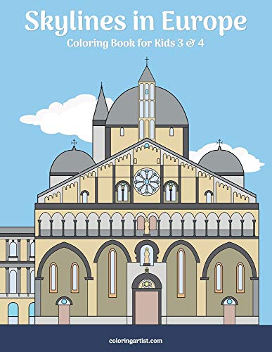 Skylines in Europe Coloring Book for Kids 3 & 4