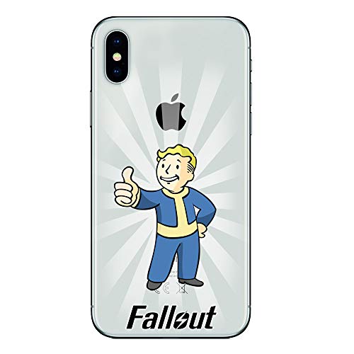 SLIDE IPXs MAX TPU Funda Gel Transparente Carcasa Case Bumper de Impactos y Anti-Arañazos Espalda Cover, Game Colección Collection, Fallout, iPhone XS MAX