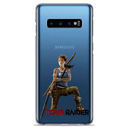 SLIDE S10Plus + TPU Funda Gel Transparente Carcasa Case Bumper de Impactos y Anti-Arañazos Espalda Cover, Game Colección Collection, Tomb Raider, Galaxy S10 Plus