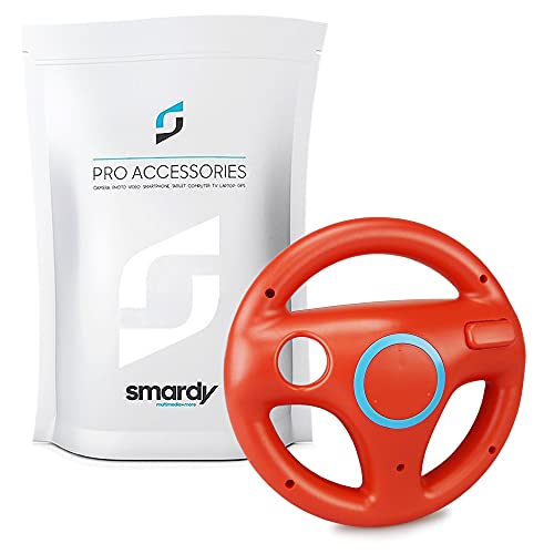 smardy Volante de carreras / Racing Wheel De Dirección rojo compatible con Nintendo Wii y Wii U Remote (Mario Kart, Juego De Carreras...)