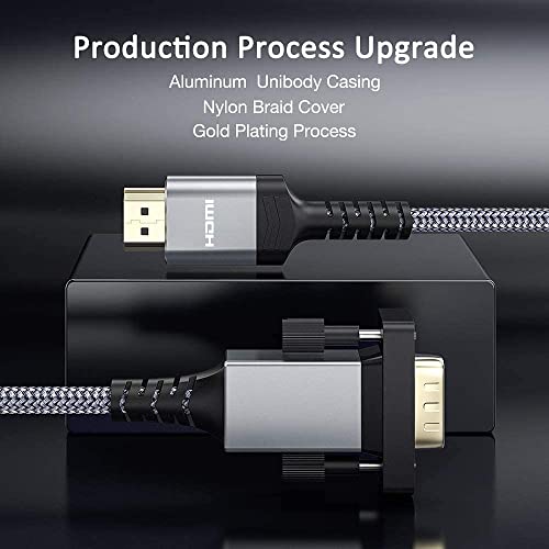 Snowkids Cable HDMI a VGA 1m, Cable HDMI VGA Macho [1080P Full HD, Chapado en Oro, Trenzado Nylon Duradero] Convertidor Video Activo Soporte PC Reproductor DVD TV portátil Proyector Monitor etc