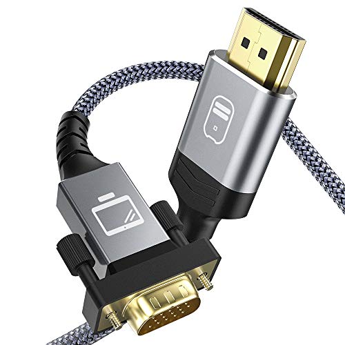 Snowkids Cable HDMI a VGA 1m, Cable HDMI VGA Macho [1080P Full HD, Chapado en Oro, Trenzado Nylon Duradero] Convertidor Video Activo Soporte PC Reproductor DVD TV portátil Proyector Monitor etc