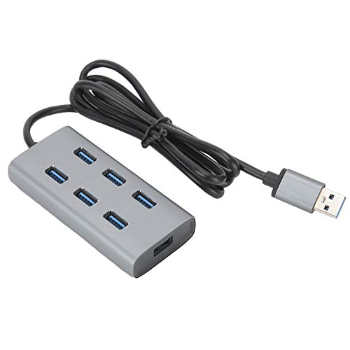 Socobeta Hub USB Base USB Statio Drive-Free USB 3.0 Velocidad de 5 Gbps Aleación de Aluminio 7 Puertos Fácil de Instalar Plug and Play para PC