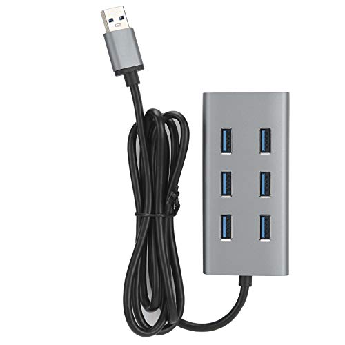 Socobeta Hub USB Base USB Statio Drive-Free USB 3.0 Velocidad de 5 Gbps Aleación de Aluminio 7 Puertos Fácil de Instalar Plug and Play para PC