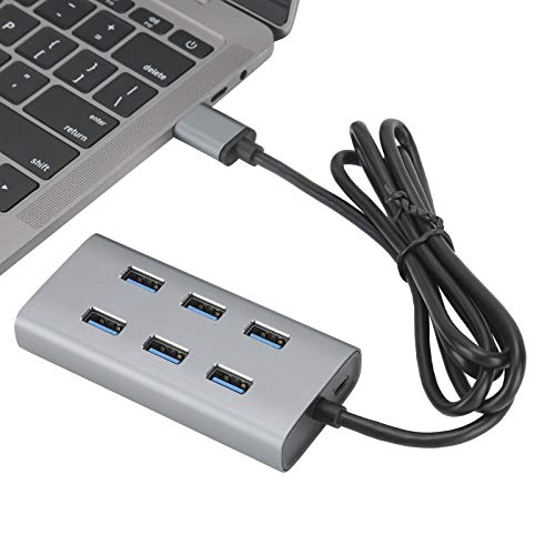 Socobeta Hub USB Base USB Statio Drive-Free USB 3.0 Velocidad de 5 Gbps Aleación de Aluminio 7 Puertos Fácil de Instalar Plug and Play para PC