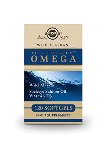 Solgar | Full Spectrum Omega de Salmón Salvaje de Alaska | Favorece la salud cerebral y visual | 120 Cápsulas blandas con aceite puro de salmón salvaje de Alaska, aceite de salmón rojo y vitamina D3