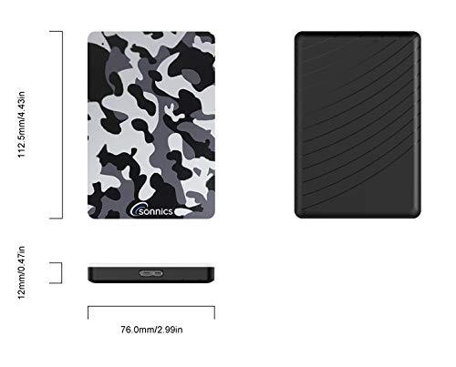 Sonnics 320 GB gris Camo disco duro externo USB 3.0 velocidad de transferencia súper rápida para uso con Windows PC, Apple Mac, Smart TV, Xbox One y PS4 edición especial