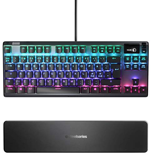 SteelSeries Apex 7 TKL Compacto Teclado mecánico para gaming, Smart Display OLED, Retroiluminación LED RGB Interruptores rojo Teclado nórdica QWERTY