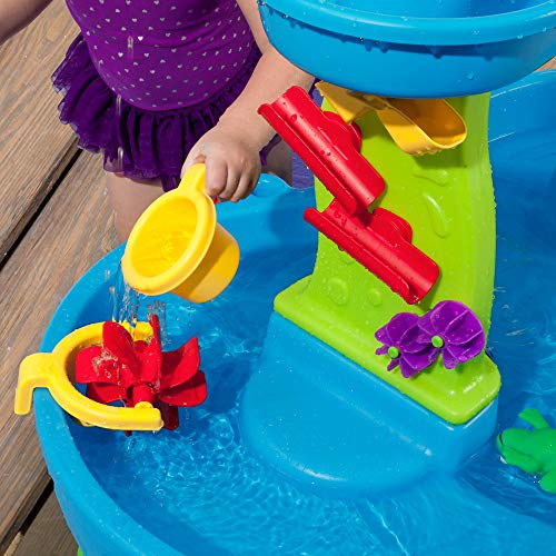 Step2 Mesa de agua Rain Showers | Water table con 13 accesorios | Juego con agua para niños | Juguetes de exterior en azul y verde