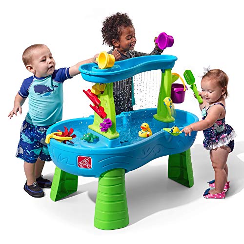 Step2 Mesa de agua Rain Showers | Water table con 13 accesorios | Juego con agua para niños | Juguetes de exterior en azul y verde