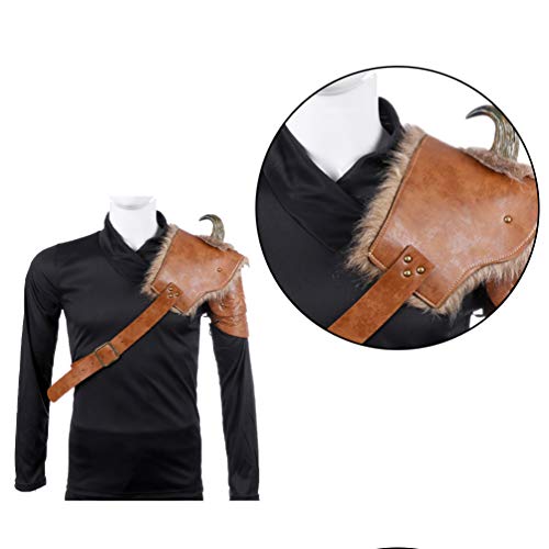STOBOK Armadura de Hombro Cosplay Pu Cuero Clásico Traje de Vikingo Hombres Hombreras Guerreros Cubierta de Hombro para Fiesta de Cosplay (Izquierda)