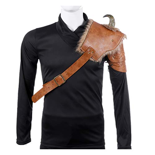 STOBOK Armadura de Hombro Cosplay Pu Cuero Clásico Traje de Vikingo Hombres Hombreras Guerreros Cubierta de Hombro para Fiesta de Cosplay (Izquierda)