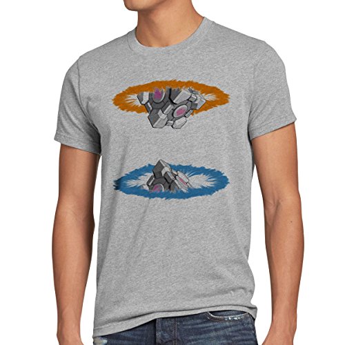 style3 Companion Cube Camiseta para Hombre T-Shirt, Talla:L;Color:Gris Brezo