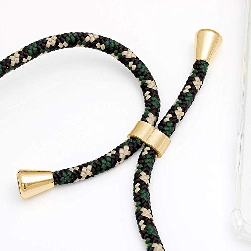 Suhctup Compatible con Huawei Honor Play 4 Funda Colgante para movil Carcasa Transparente TPU Suave Anti-Rasguños Silicona Parachoque Correa Colgante Ajustable Collar Caso-Verde Negro