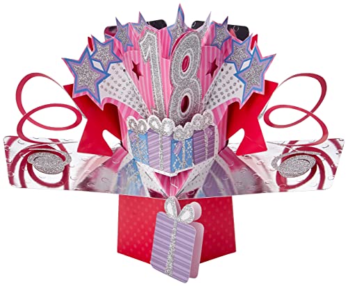 Suki Gifts International Tarjeta de cumpleaños 18 Pop Up, Multicolor.