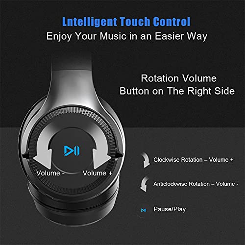 SUN JUNWEI Auriculares inalámbricos Plegables de Audio Bluetooth Auriculares estéreo Micrófono Incorporado con Radio FM Micro SD para teléfono, PC, Tableta, Trabajo, PC,Black Gold