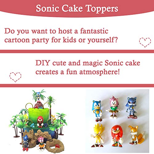 SUNSK Decoración De Pastel Cake Topper Hedgehog Decoración de pastel de cumpleaños de dibujos animados para Cumpleaños Decoración de La Torta del fiesta suministros 6 Piezas