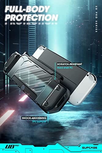 SUPCASE Funad para Nintendo Switch OLED Modelo 2021 [Unicorn Beetle Pro] 360°Protección Rígida Robusta Antigravedad Parachoques Antichoque Carcasa (Negro Transparente)
