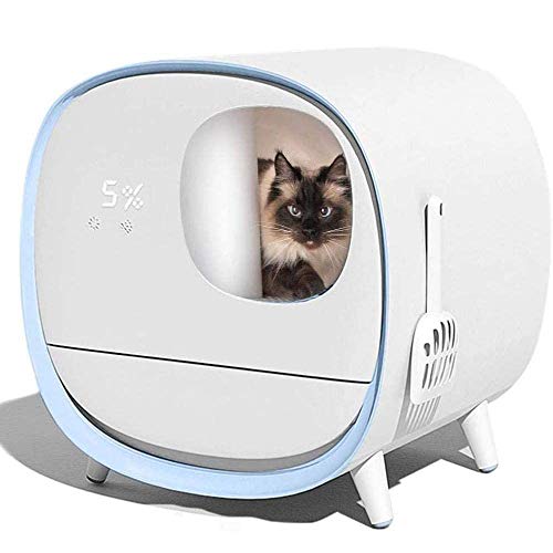 SXZZ Inteligente Automático Arenero Gatos, Inodoro Automático para Gatos, Inducción Limpieza Rotativa Cat Robot Litter Caja De Arena Autolimpiante,Azul